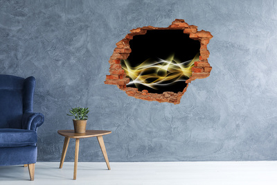 Vinilo pared rota 3d efecto realista La grieta dorada en la pared