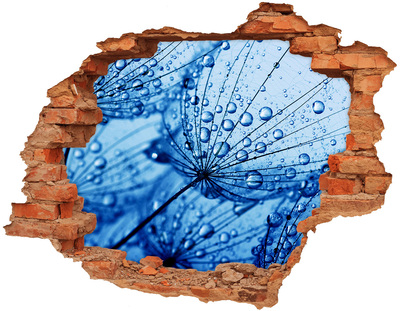 Pegatina de vinilo agujero 3d para pared Gotas de agua sobre una delicada flor