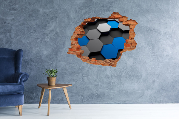 Pegatina de vinilo agujero 3d para pared Hexágonos modernos en la pared