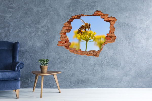 Pegatina agujero en la pared autoadhesiva Una abeja en una flor