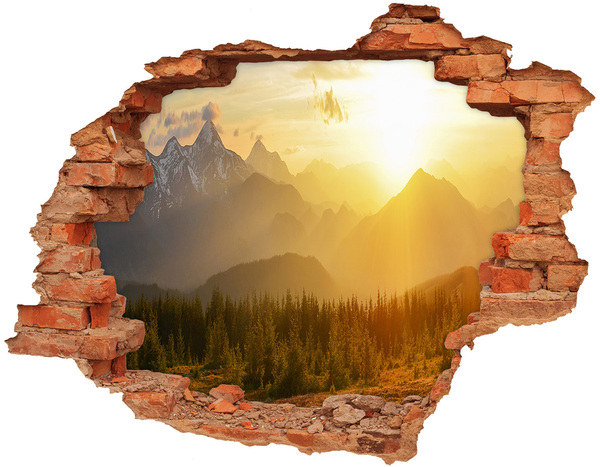 Pegatina de vinilo agujero 3d para pared Valle dorado en las montañas