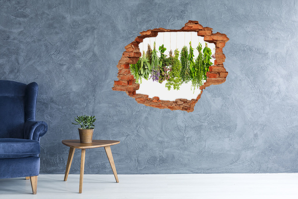 Vinilo pared rota 3d efecto realista Oasis verde con hierbas