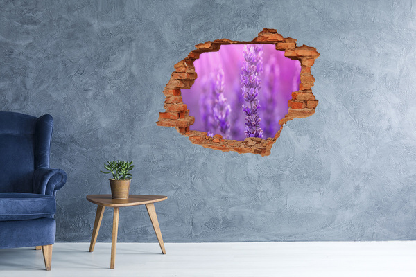 Pegatina de vinilo agujero 3d para pared Flores de lavanda a la luz de la mañana