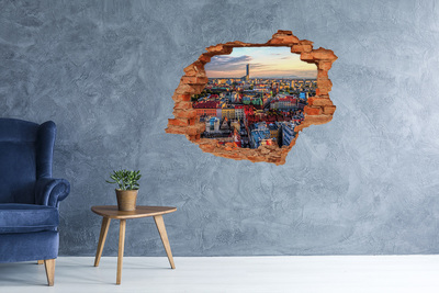 Trampantojo de pared rota efecto profundidad Una vista de pájaro de la ciudad