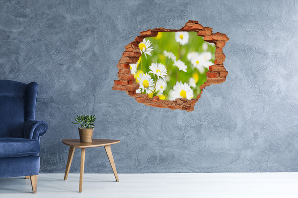 Vinilo pared rota 3d efecto realista Un paraíso de flores detrás de los muros