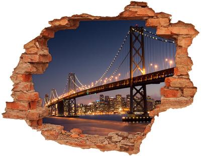 Fototapeta dziura na ścianę 3d Most w San Francisco nocą