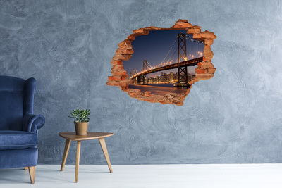 Fototapeta dziura na ścianę 3d Most w San Francisco nocą