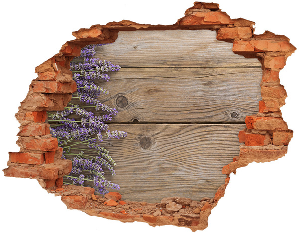 Trampantojo de pared rota efecto profundidad Flores de lavanda en una caja de madera