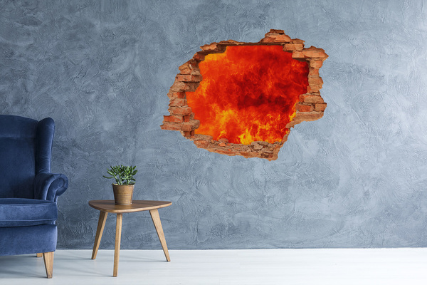 Vinilo pared rota 3d efecto realista lava volcánica