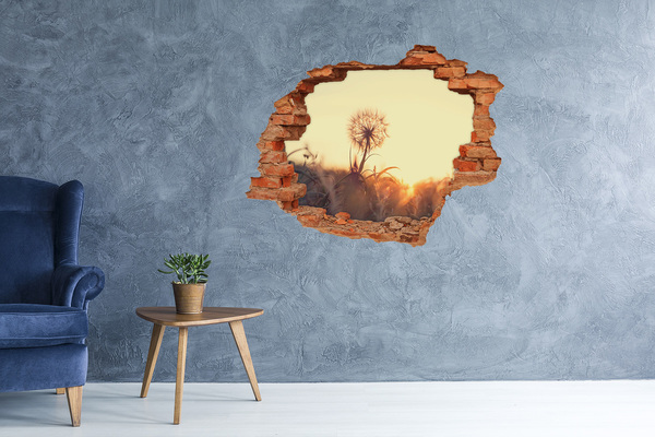 Vinilo pared rota 3d efecto realista Una flor bajo los rayos del sol