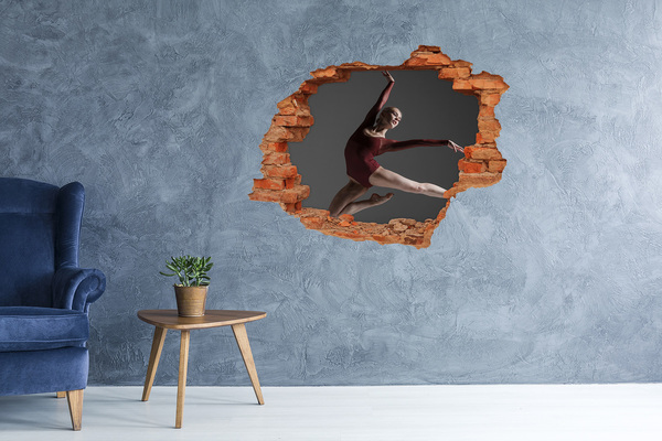 Vinilo pared rota 3d efecto realista Bailando en un muro en ruinas