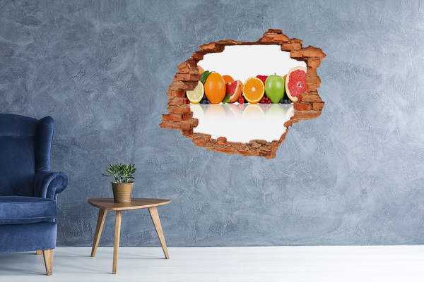 Trampantojo de pared rota efecto profundidad El paraíso de las frutas detrás del muro