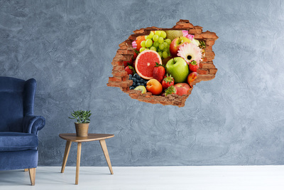 Pegatina de vinilo agujero 3d para pared Fruta fresca en un agujero en la pared