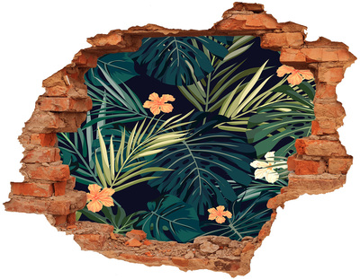 Vinilo pared rota 3d efecto realista Paraíso tropical detrás del muro