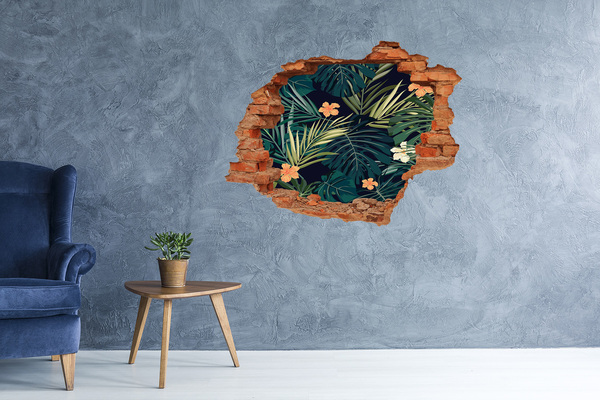 Vinilo pared rota 3d efecto realista Paraíso tropical detrás del muro