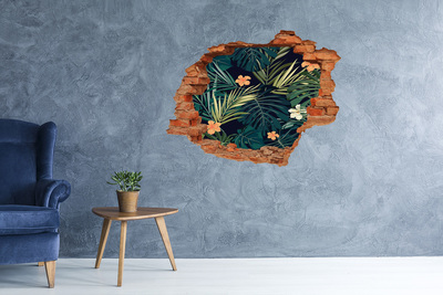 Vinilo pared rota 3d efecto realista Paraíso tropical detrás del muro