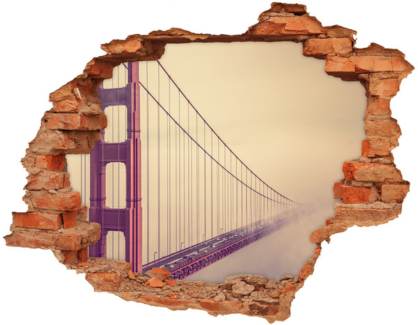 Pegatina de vinilo agujero 3d para pared El puente Golden Gate entre las nubes