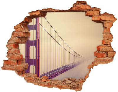 Pegatina de vinilo agujero 3d para pared El puente Golden Gate entre las nubes