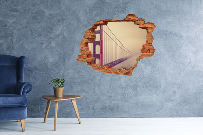 Pegatina de vinilo agujero 3d para pared El puente Golden Gate entre las nubes