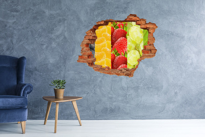 Trampantojo de pared rota efecto profundidad El paraíso de las frutas detrás del muro