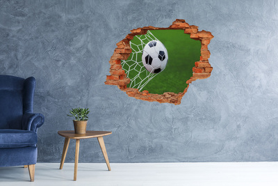 Vinilo pared rota 3d efecto realista Un gol en el fútbol