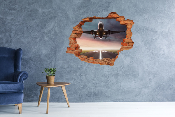 Pegatina de vinilo agujero 3d para pared Aeropuerto al atardecer