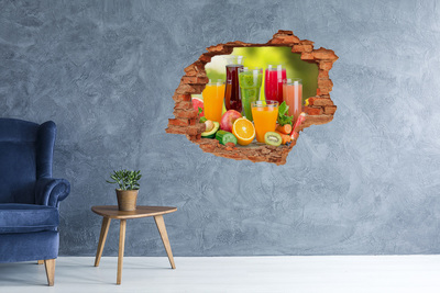 Pegatina de vinilo agujero 3d para pared Frutas y batidos en el agujero en la pared
