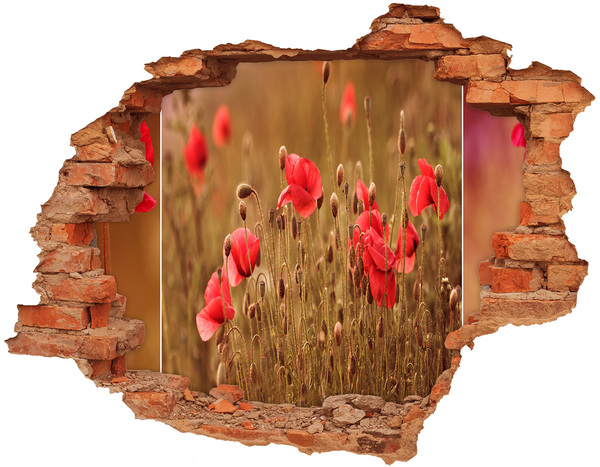 Vinilo pared rota 3d efecto realista Flores entre el muro en ruinas