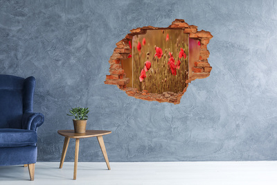 Vinilo pared rota 3d efecto realista Flores entre el muro en ruinas