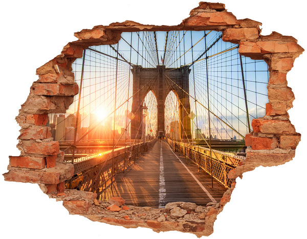 Fototapeta dziura na ścianę 3d Brooklyn Bridge w zachodzie słońca