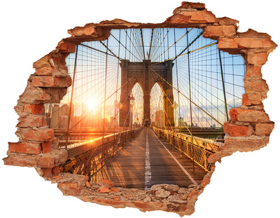 Trampantojo de pared rota efecto profundidad Puente de Brooklyn al atardecer