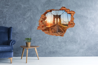 Fototapeta dziura na ścianę 3d Brooklyn Bridge w zachodzie słońca