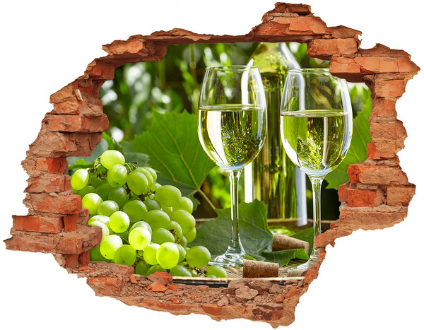 Vinilo pared rota 3d efecto realista Vino en el viñedo