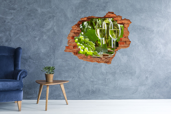 Vinilo pared rota 3d efecto realista Vino en el viñedo