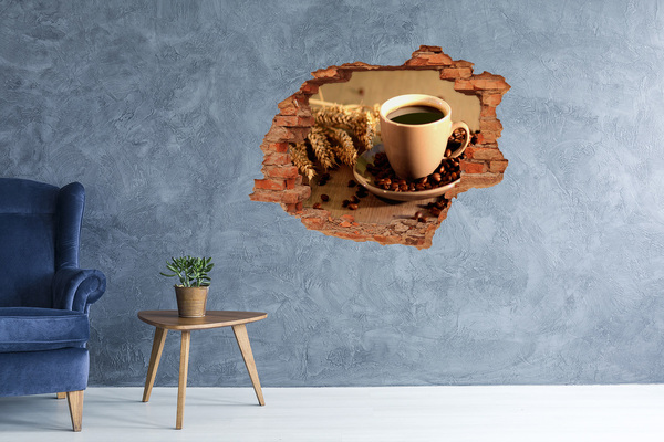 Pegatina de vinilo agujero 3d para pared Café con granos