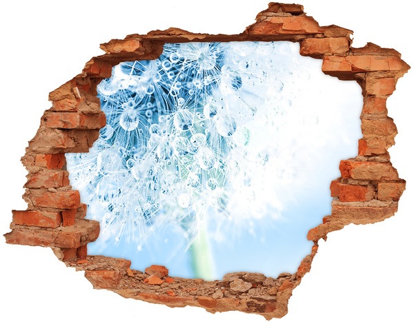 Trampantojo de pared rota efecto profundidad Dientes de león en azul