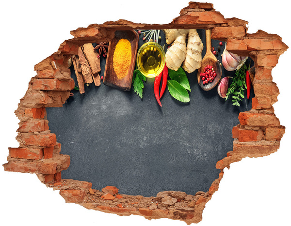 Vinilo pared rota 3d efecto realista Sabores de cocina de más allá del muro