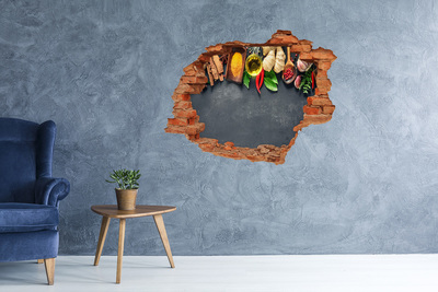 Vinilo pared rota 3d efecto realista Sabores de cocina de más allá del muro