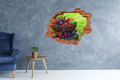 Trampantojo de pared rota efecto profundidad Una cesta llena de frutos del bosque
