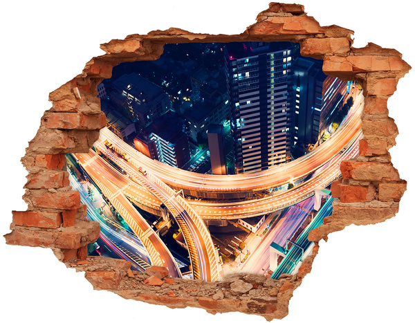 Trampantojo de pared rota efecto profundidad Vista de la ciudad de noche