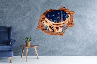 Fototapeta dziura na ścianę 3d Widok na miasto nocą