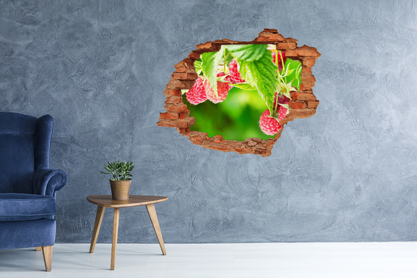 Trampantojo de pared rota efecto profundidad Frambuesas en el jardín