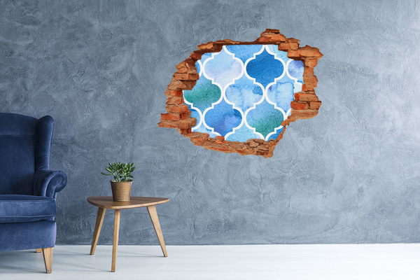 Vinilo pared rota 3d efecto realista Mosaico marino en un agujero en la pared