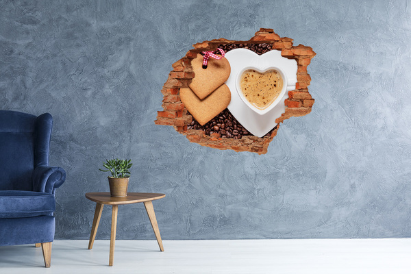 Pegatina de vinilo agujero 3d para pared Café con galletas