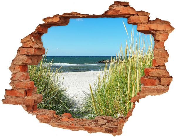 Vinilo pared rota 3d efecto realista Una playa encantadora con vistas al mar