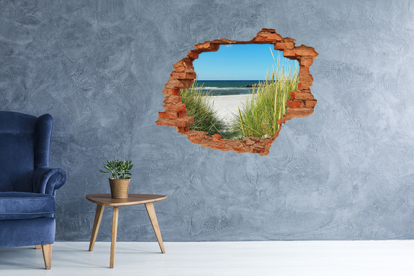 Vinilo pared rota 3d efecto realista Una playa encantadora con vistas al mar