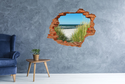 Vinilo pared rota 3d efecto realista Una playa encantadora con vistas al mar