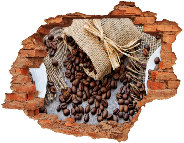 Vinilo pared rota 3d efecto realista Café en una pared en ruinas