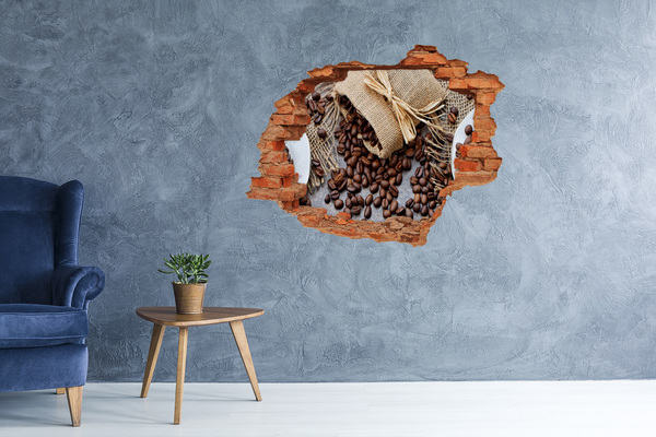 Vinilo pared rota 3d efecto realista Café en una pared en ruinas