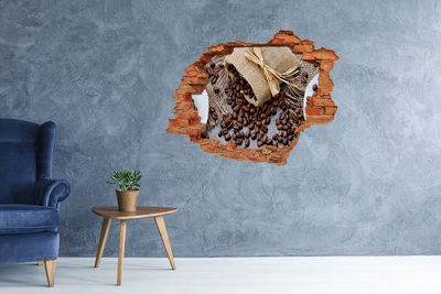Vinilo pared rota 3d efecto realista Café en una pared en ruinas